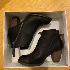 Black Booties with Brown Heel